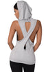 Sexy Grey Hooded Cross Back Vest Top